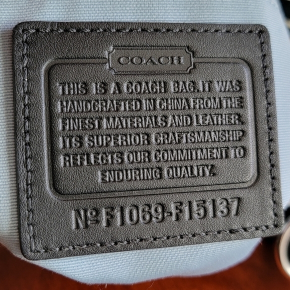 Coach F15137 Chelsea Heritage Stripe Signature Black White Coated Canvas Tote - Picture 13 of 14